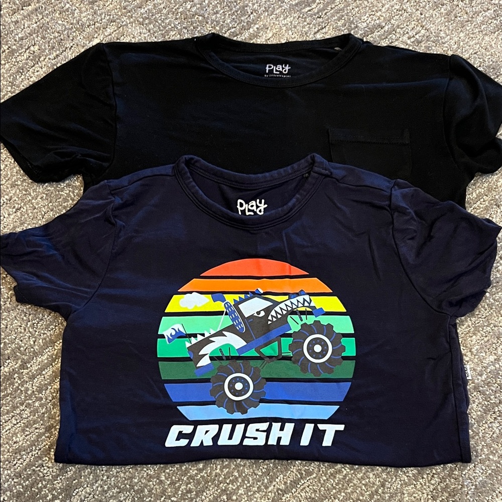 Little Sleepies Kids Black and Navy Monster Truck T-Shirts